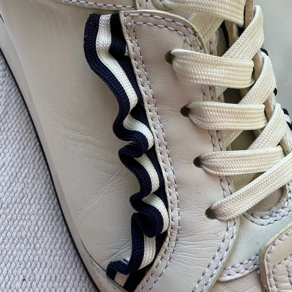 Tory Burch Women Golf Ruffle Trainer White Size 9.5 Sneakers